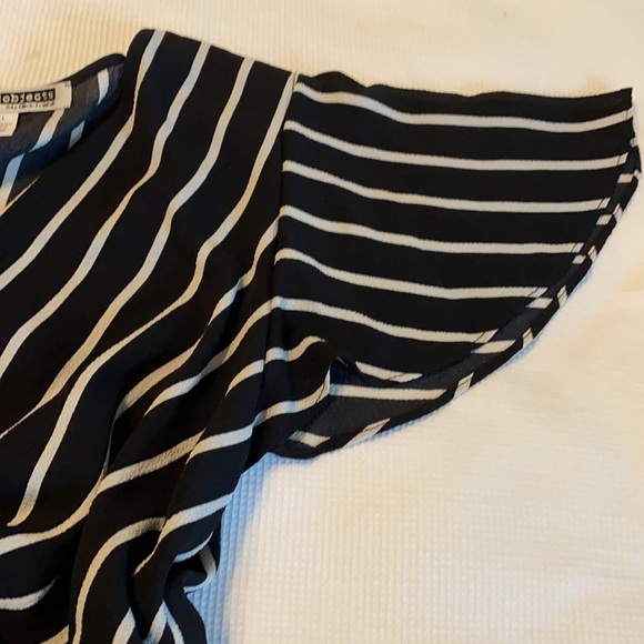 Necessary Objects cropped tie waist top striped S - Picture 7 of 12